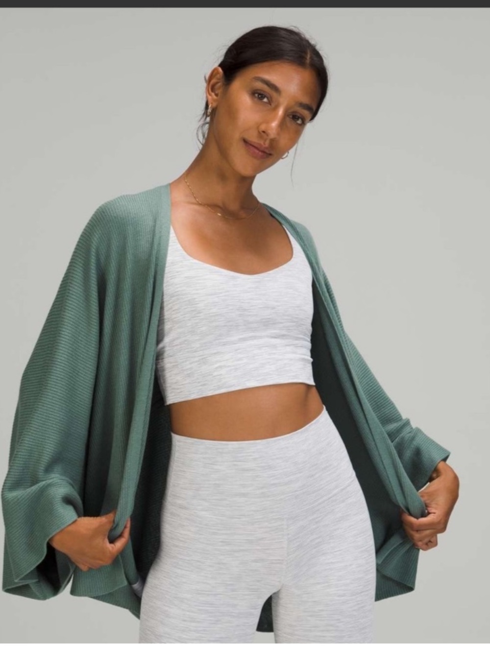 Lululemon Cashlu Knit Textured Wrap in Tidewater Teal, size XS/S. Oversized